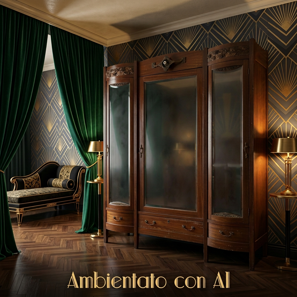 Spettacolare Armadio In Arte Deco' Liberty Anni 1920 circa Da Restaurare