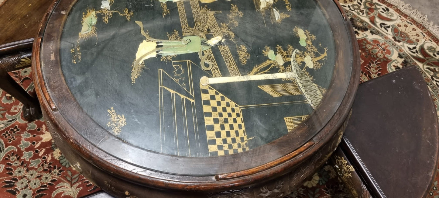 Tavolino Tondo Cinese da Salotto meta' 900 decorato