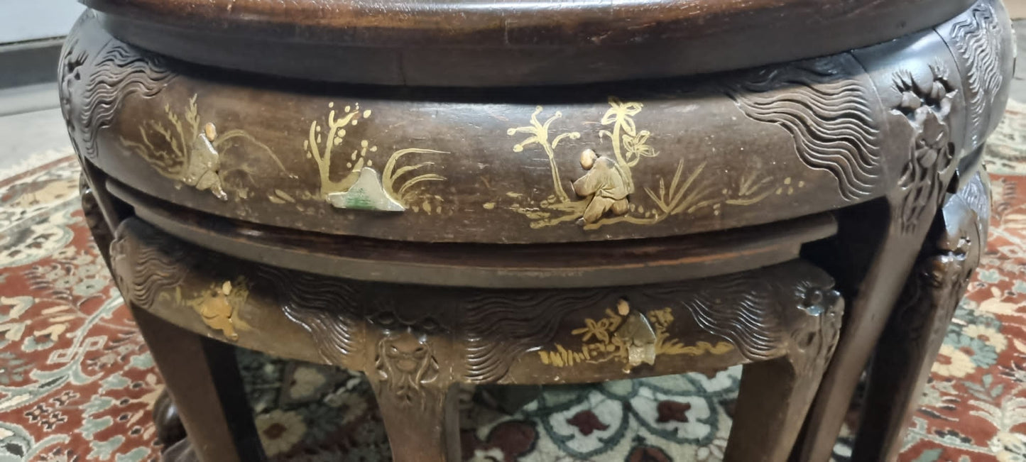 Tavolino Tondo Cinese da Salotto meta' 900 decorato