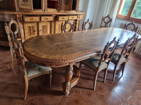 Sala da Pranzo Completa Seconda Meta' 900 in Olivo Fatta a Mano