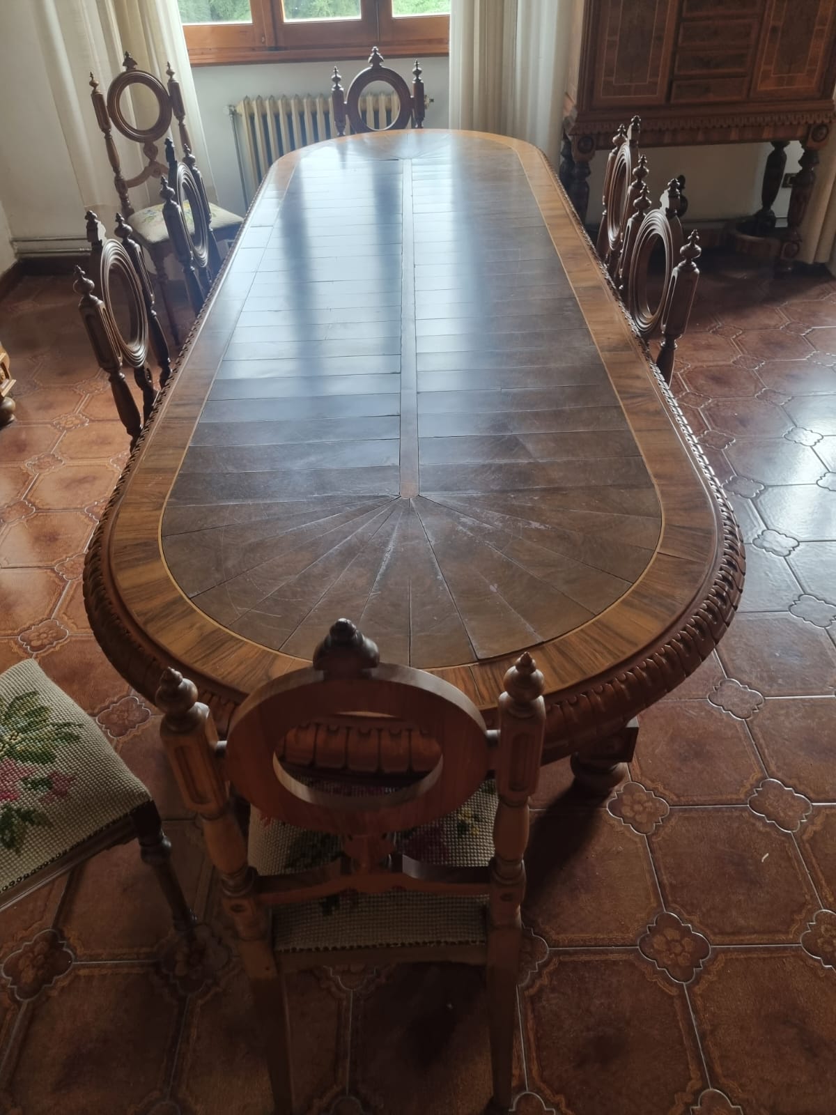 Sala da Pranzo Completa Seconda Meta' 900 in Olivo Fatta a Mano