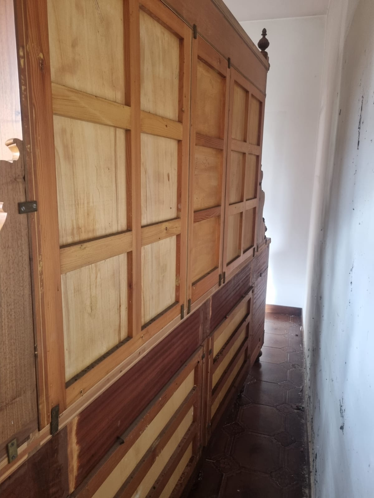 Credenza Libreria Biblioteca in Olivo Seconda Meta' 900 Fatta Mano