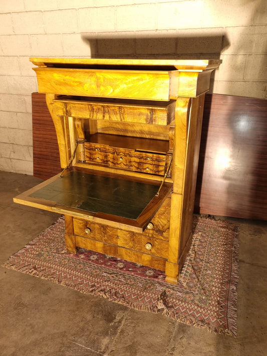 Secretaire Impero Radica di Noce Meta' 800 Minimo Restauro.