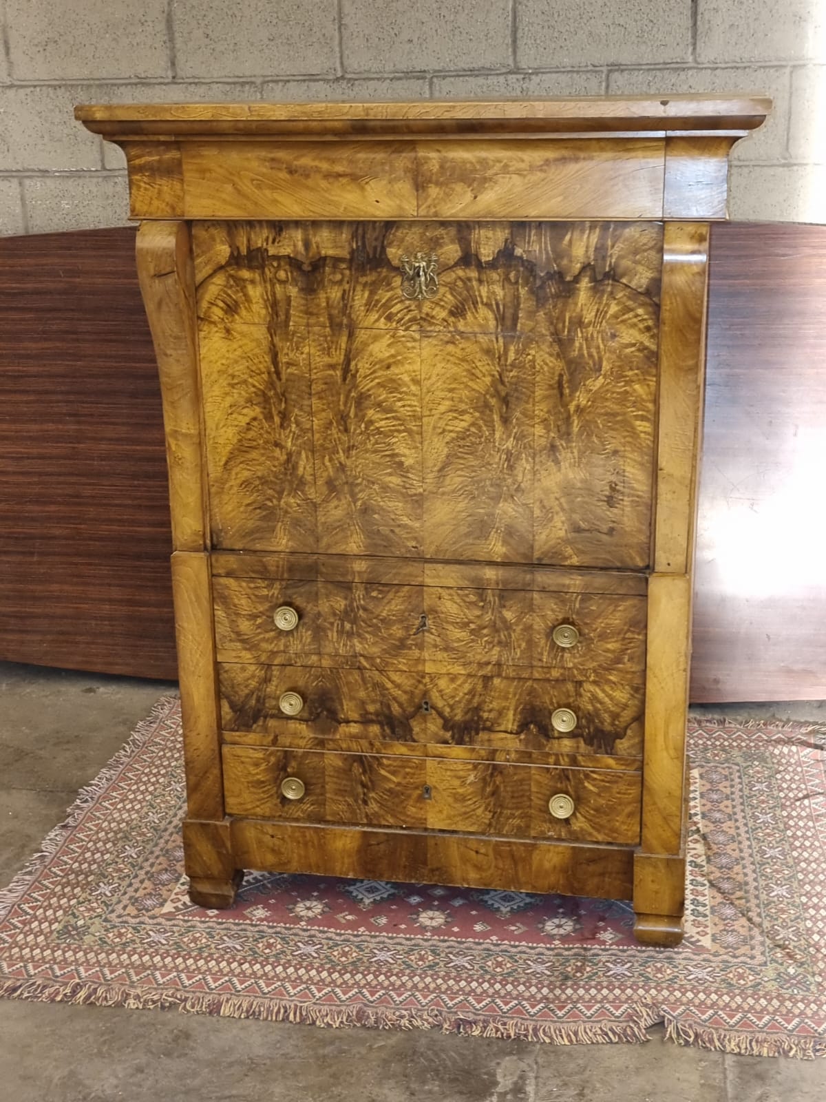 Secretaire Impero Radica di Noce Meta' 800 Minimo Restauro.