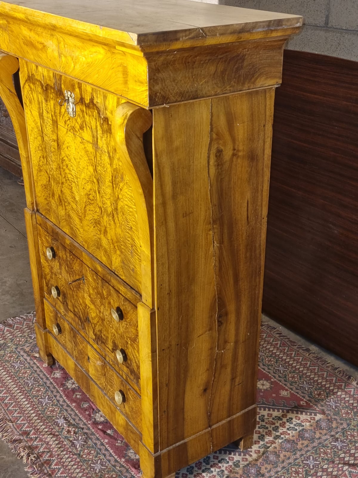 Secretaire Impero Radica di Noce Meta' 800 Minimo Restauro.