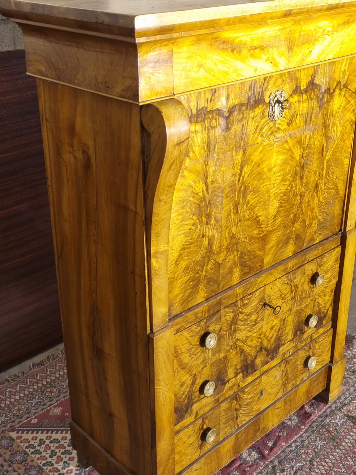 Secretaire Impero Radica di Noce Meta' 800 Minimo Restauro.