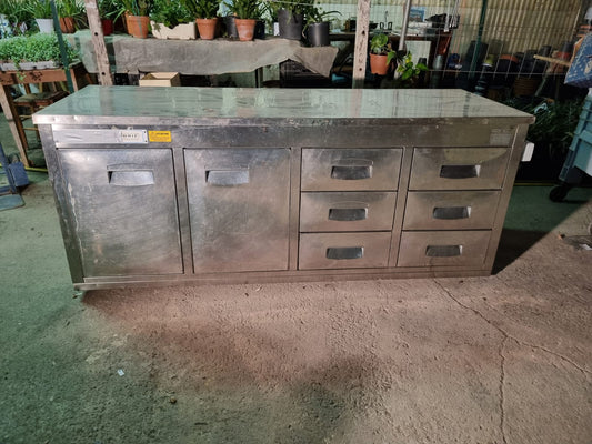 Bancone Ba Ristorante Retro Banco In Acciaio con Cassettiera Usato