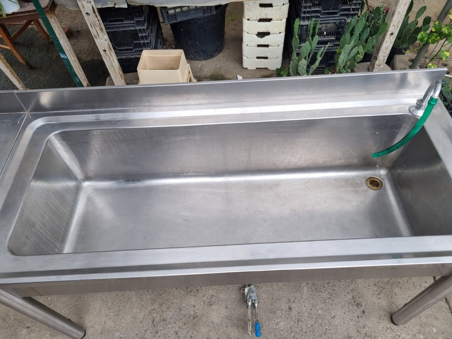 Grande Lavandino in Acciaio Professionale Usato lungo 180cm