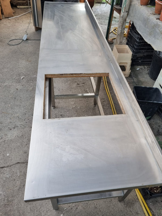 Bancone Tavolo con buca per Lavandinoin Acciaio Professionale Usato