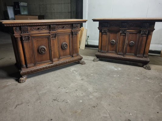 Coppia di Credenza Rinascimento Rinascimentale Inizii 900 da Restaurare
