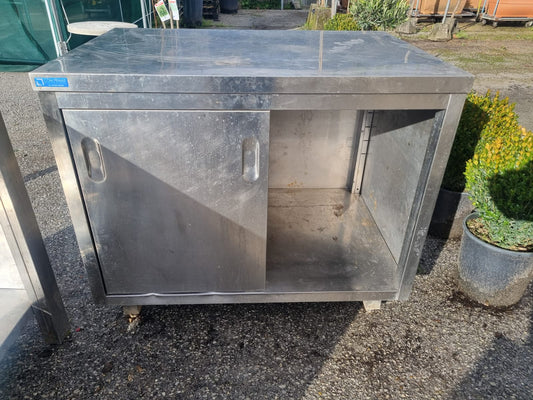 Bancone in Acciaio con Ante Scorrevoli Lungo 100cm Usato