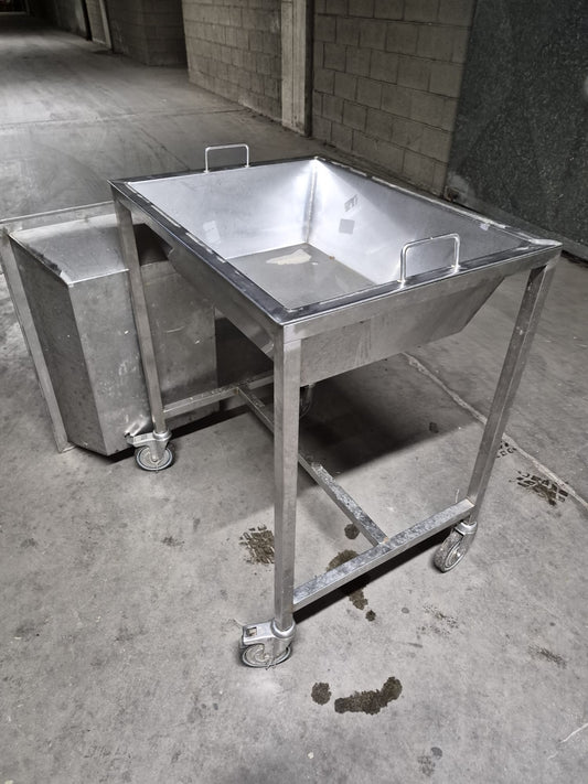 Carrello in acciaio con 2 vasche grandi usato