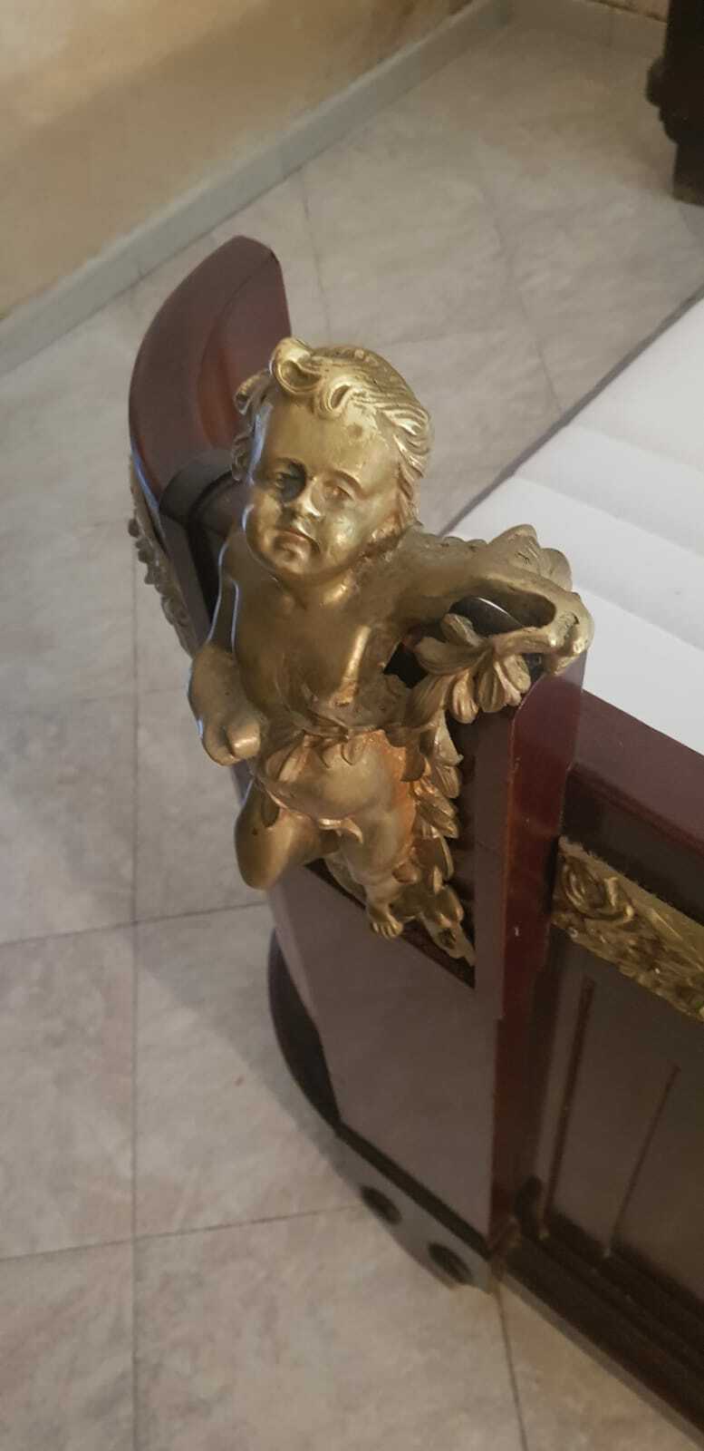 Spettacolare Letto Matrimoniale Comodini Liberty Bronzi E Putti Anni 1900/1920