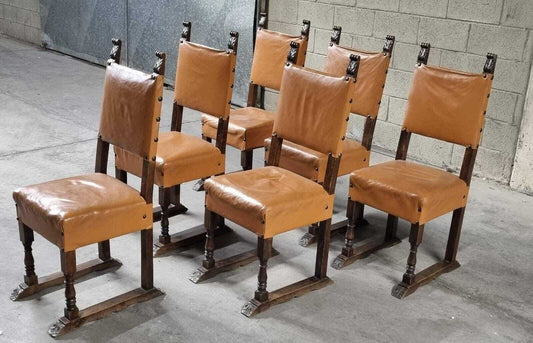 Spettacolari 6 Sedie Rinascimento Rinascimentale Inizii 900 Minimo Restauro