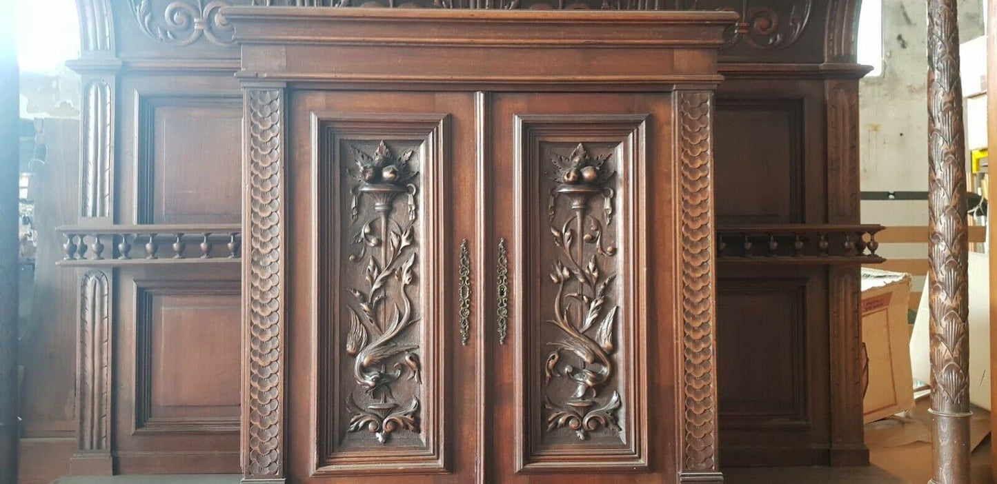 Spettacolare Credenza Rinascimento Rinascimentale Fine 800 Intagliata Minimo Restauro