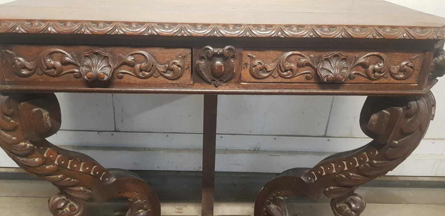 Spettacolare Console Rinascimento Rinascimentale Francia Fine 800 In Noce