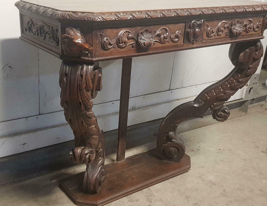 Spettacolare Console Rinascimento Rinascimentale Francia Fine 800 In Noce