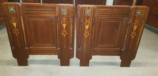 Bellissima Camera Antica Liberty Anni 1930/1940 Con Intarsi E Bronzi