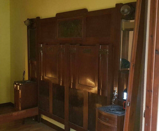 Spettacolare Letto Matrimoniale Con Comodini Arte Deco' Liberty Anni 1920 Circa