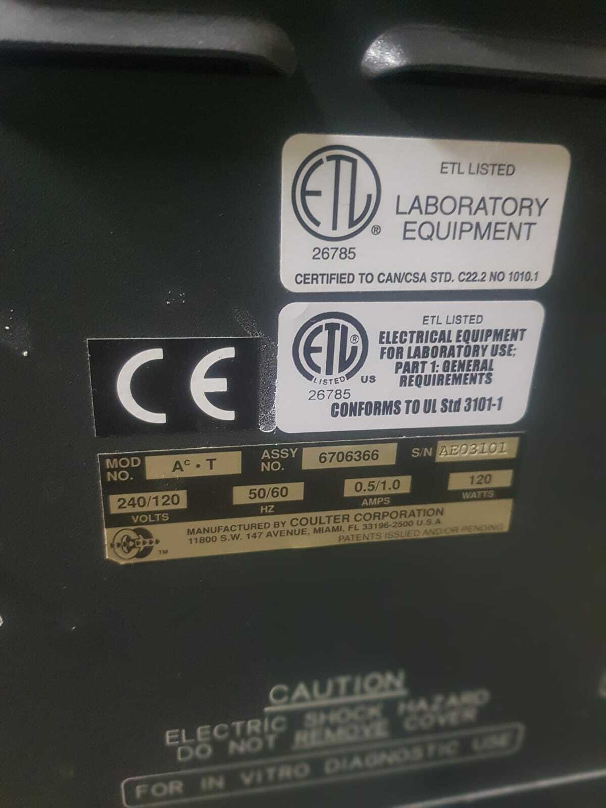 Macchinario Da Laboratorio Beckman Coulter Ac T Diff Usato Venduto per Pezzi di Ricambio