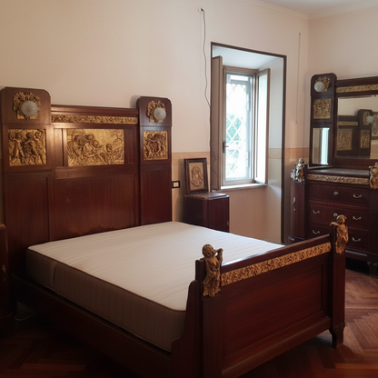 Spettacolare Camera Antica Liberty Con Bronzi E Putti Anni 1900/1920