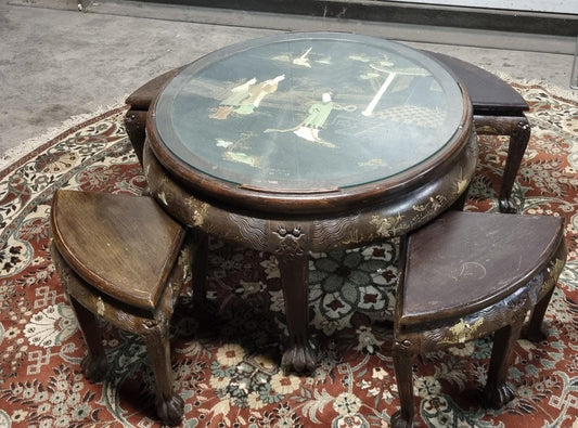 Tavolino Tondo Cinese da Salotto meta' 900 decorato