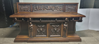 Credenza Rinascimento Rinascimentale Fine 800 Con Alzatina Restaurata