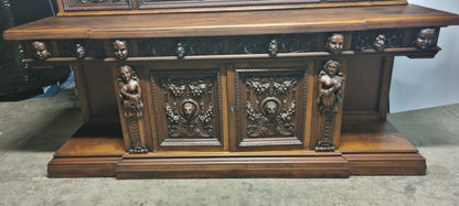 Credenza Rinascimento Rinascimentale Fine 800 Con Alzatina Restaurata