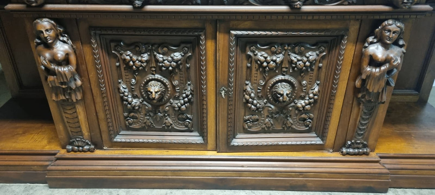 Credenza Rinascimento Rinascimentale Fine 800 Con Alzatina Restaurata