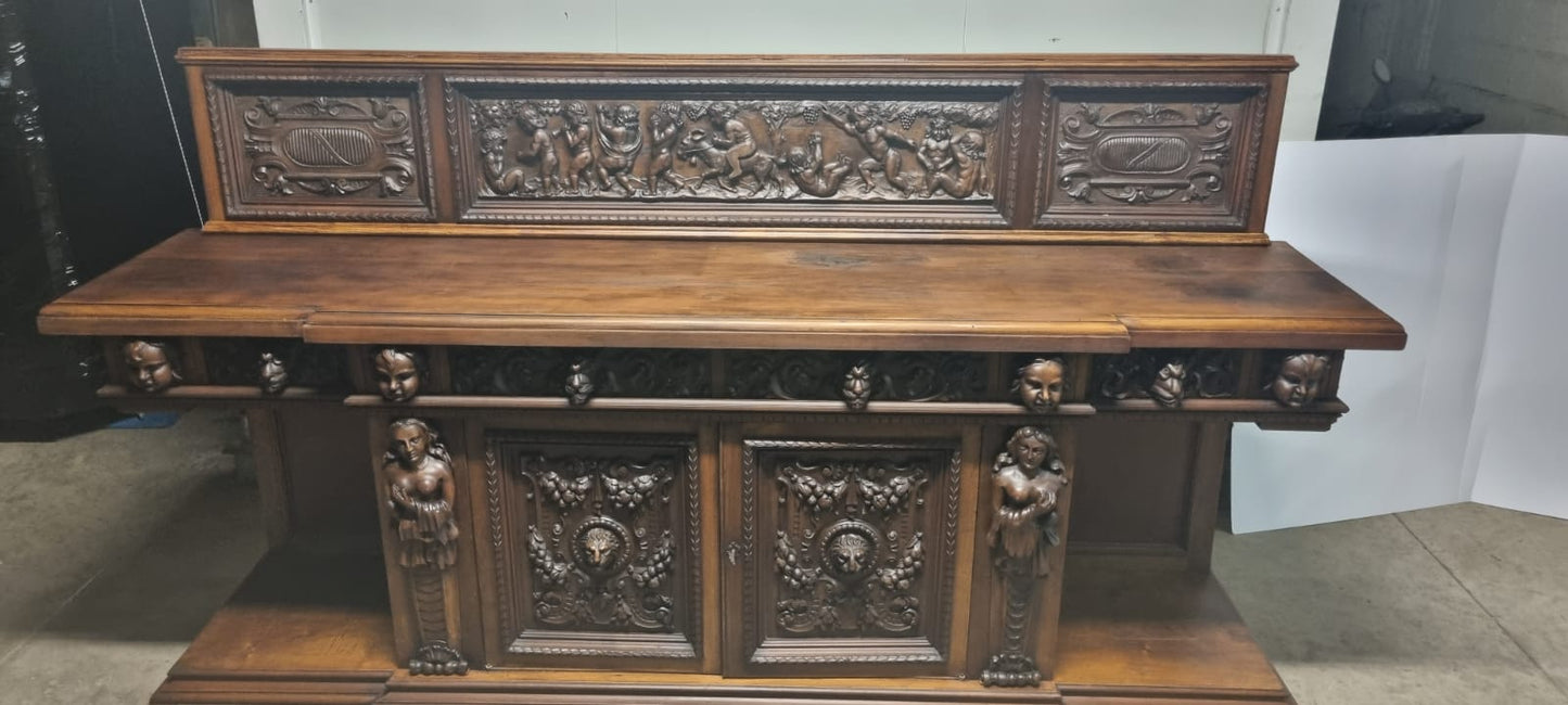 Credenza Rinascimento Rinascimentale Fine 800 Con Alzatina Restaurata