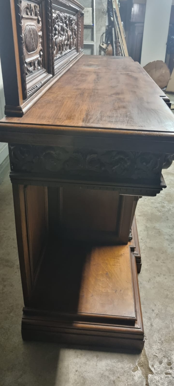 Credenza Rinascimento Rinascimentale Fine 800 Con Alzatina Restaurata