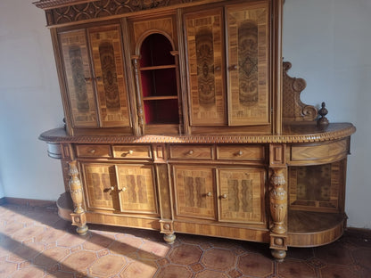 Credenza Libreria Biblioteca in Olivo Seconda Meta' 900 Fatta Mano