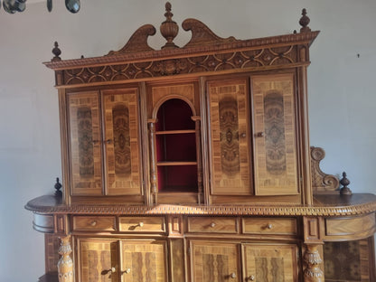 Credenza Libreria Biblioteca in Olivo Seconda Meta' 900 Fatta Mano