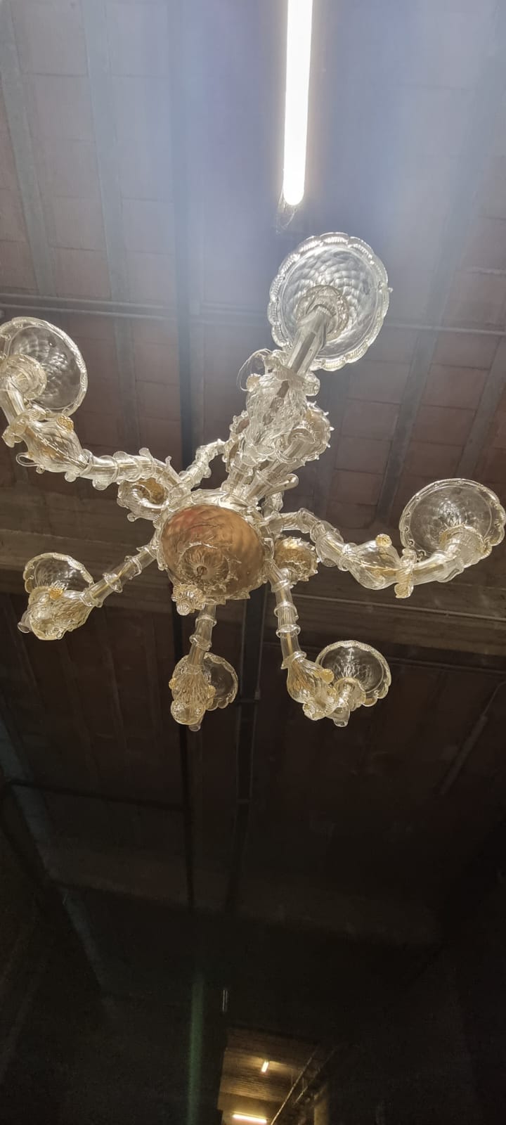 Lampadario in Vetro di Murano Meta' 900 a 6 Braccia