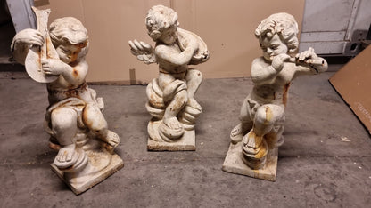 Tre Putti in Ghisa Musicisti Metà 800 da Restaurare