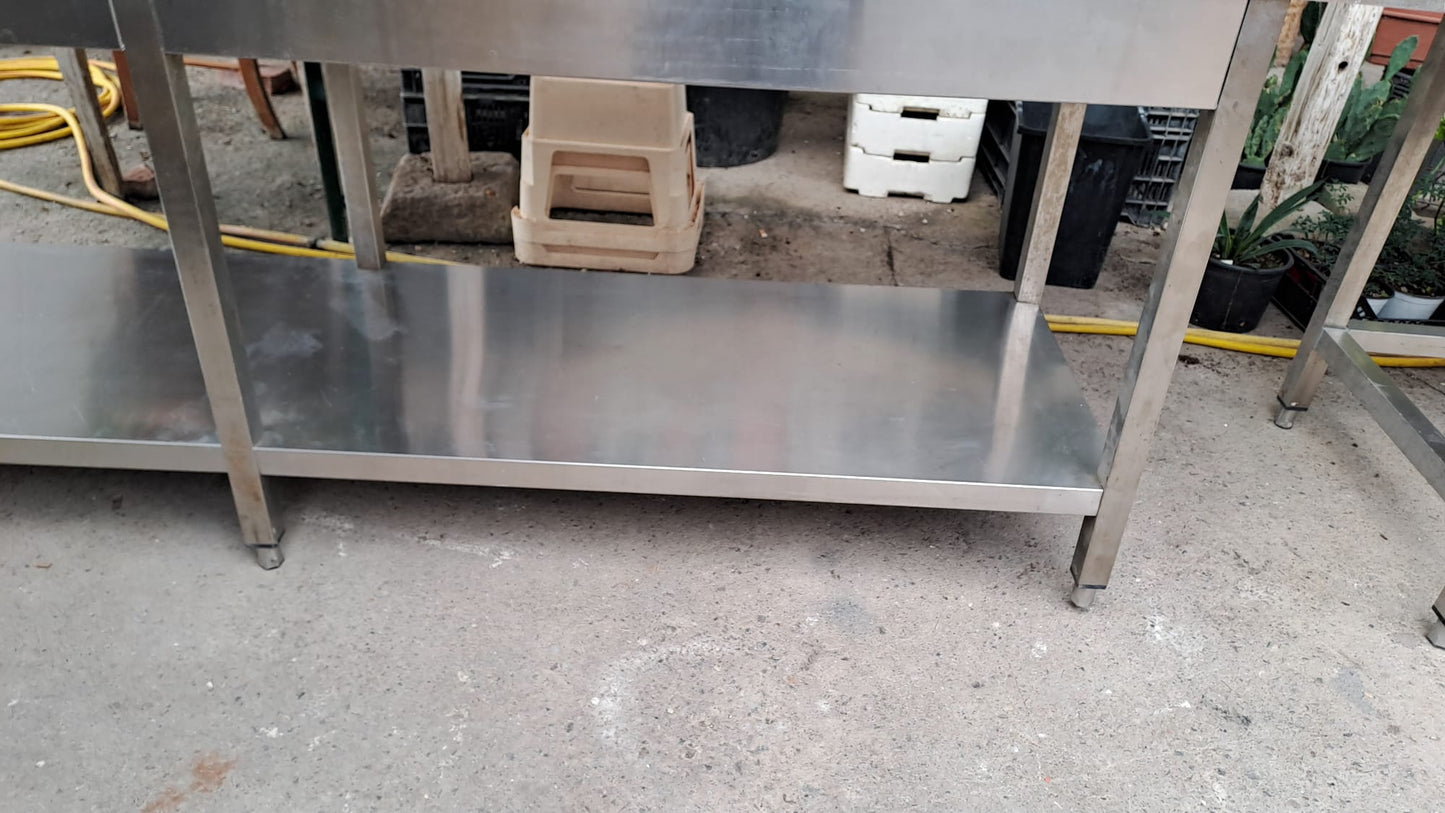 Bancone Tavolo in acciaio professionale lungo 271.5 Usato