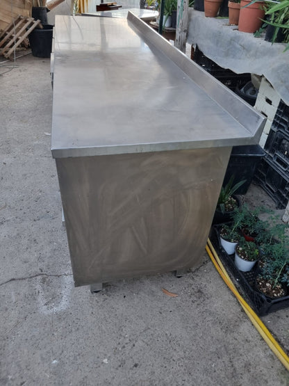 Bancone in Acciaio con Ante Professionale Usato lungo 214cm