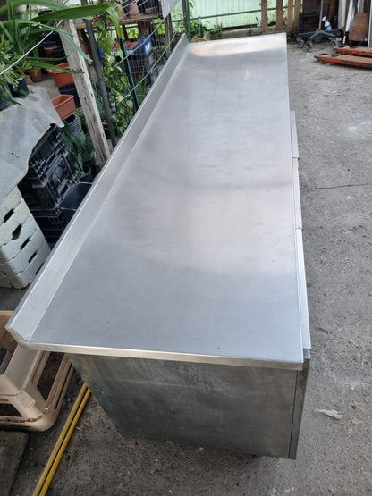 Bancone in Acciaio con Ante Professionale Usato lungo 214cm