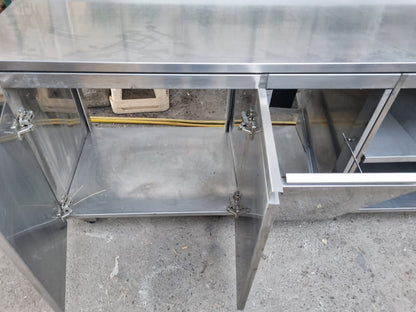Bancone in Acciaio con Ante Professionale Usato lungo 214cm