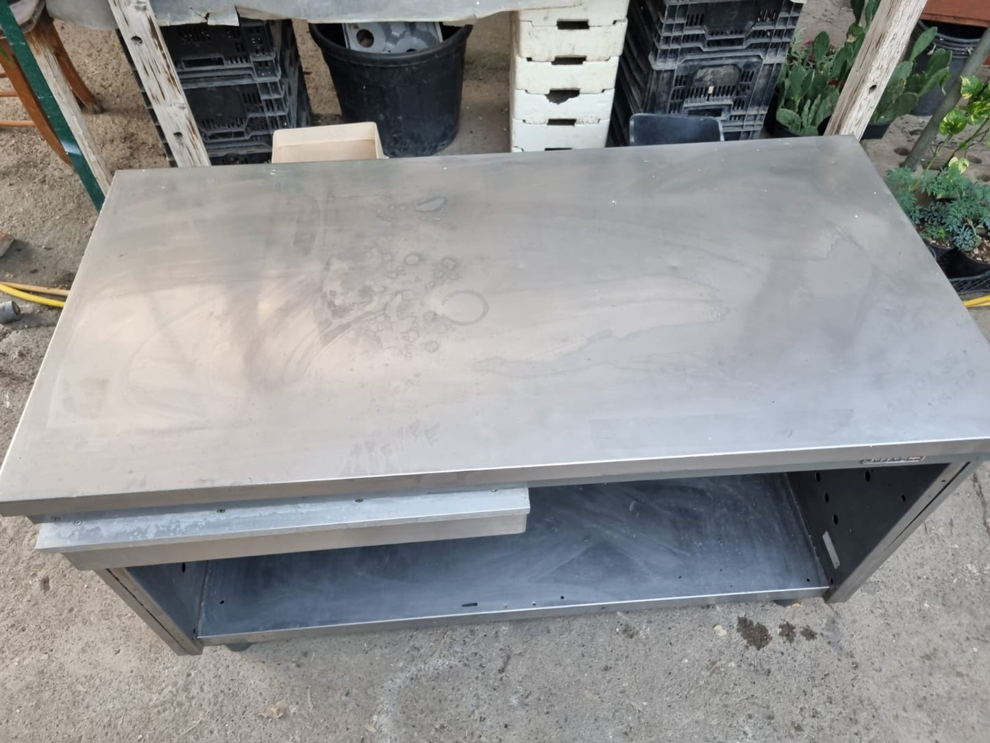 Bancone Tavolo in Acciaio con cassetto lungo 140cm usato