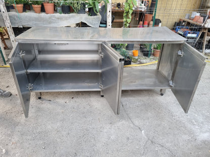 Bancone in Acciaio con Ante Usato lungo 197cm