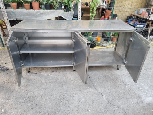 Bancone in Acciaio con Ante Usato lungo 197cm