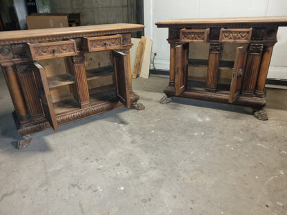 Coppia di Credenza Rinascimento Rinascimentale Inizii 900 da Restaurare