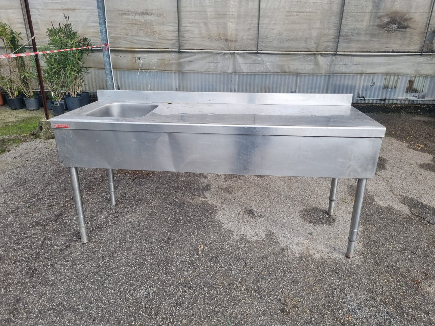 Lavandino in Acciaio Professionale Usato Marca AngeloPo Lungo 200cm