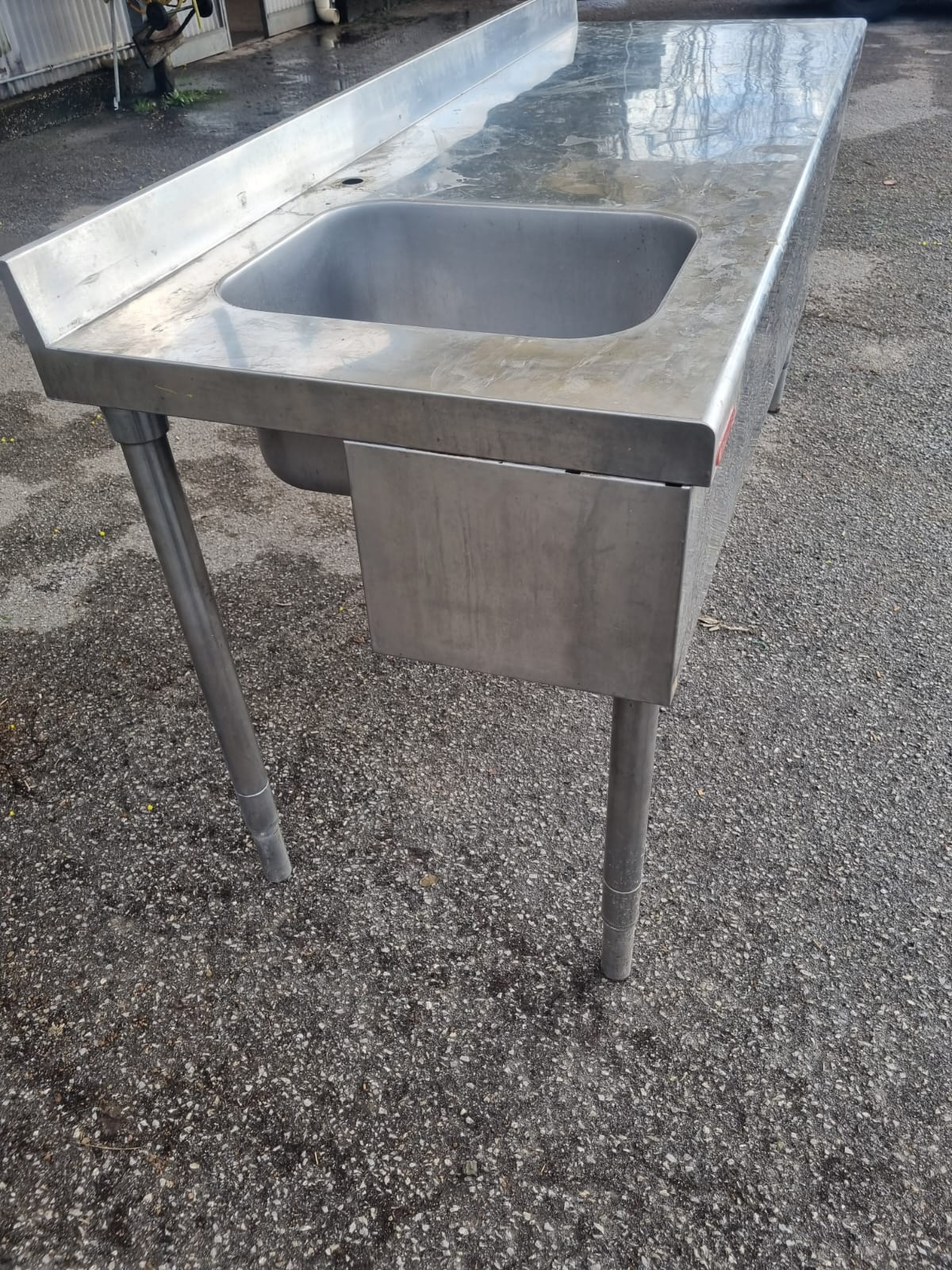 Lavandino in Acciaio Professionale Usato Marca AngeloPo Lungo 200cm