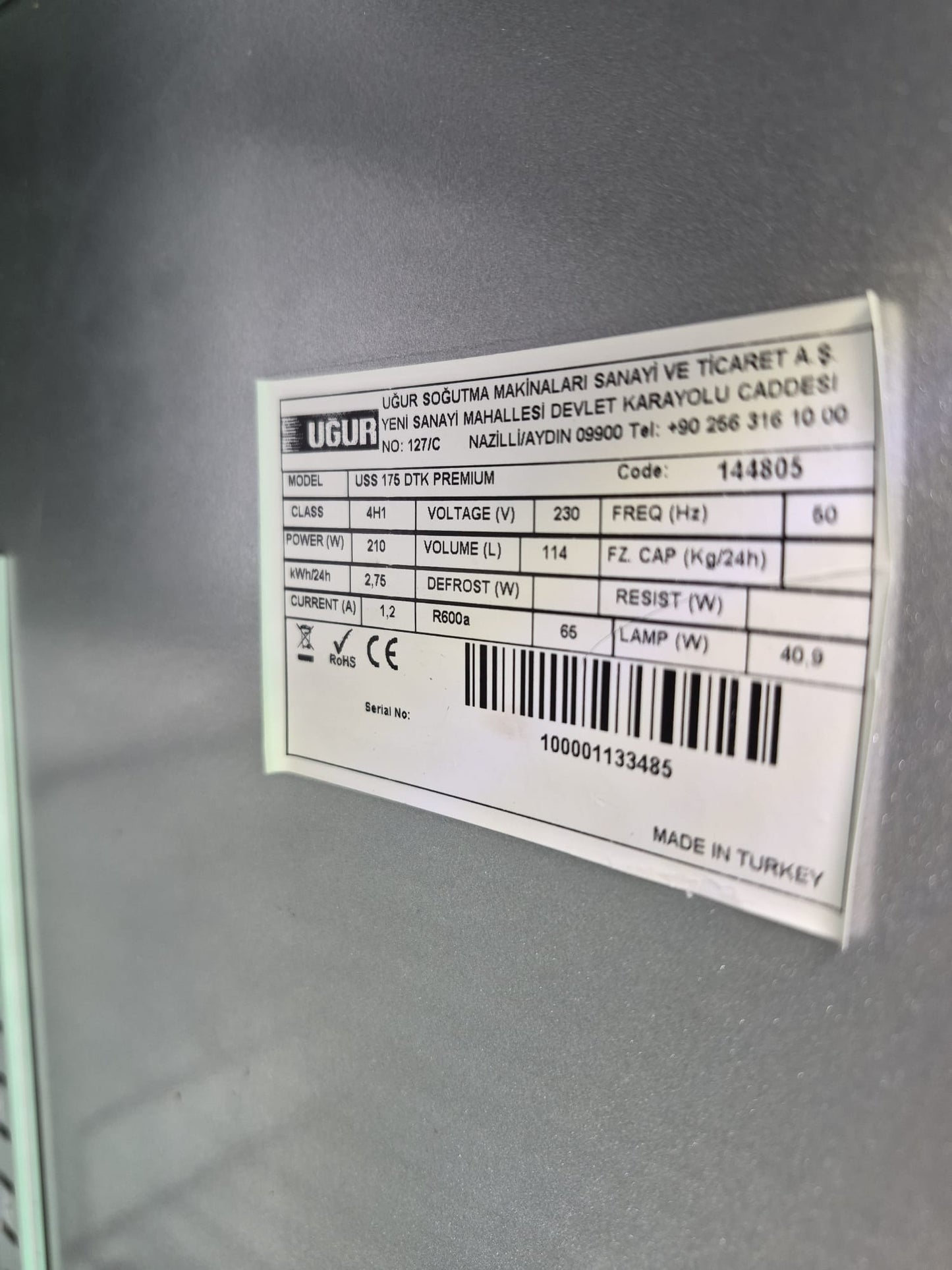 Vetrina Frigo Professionale da Bar Pasticceria Usata