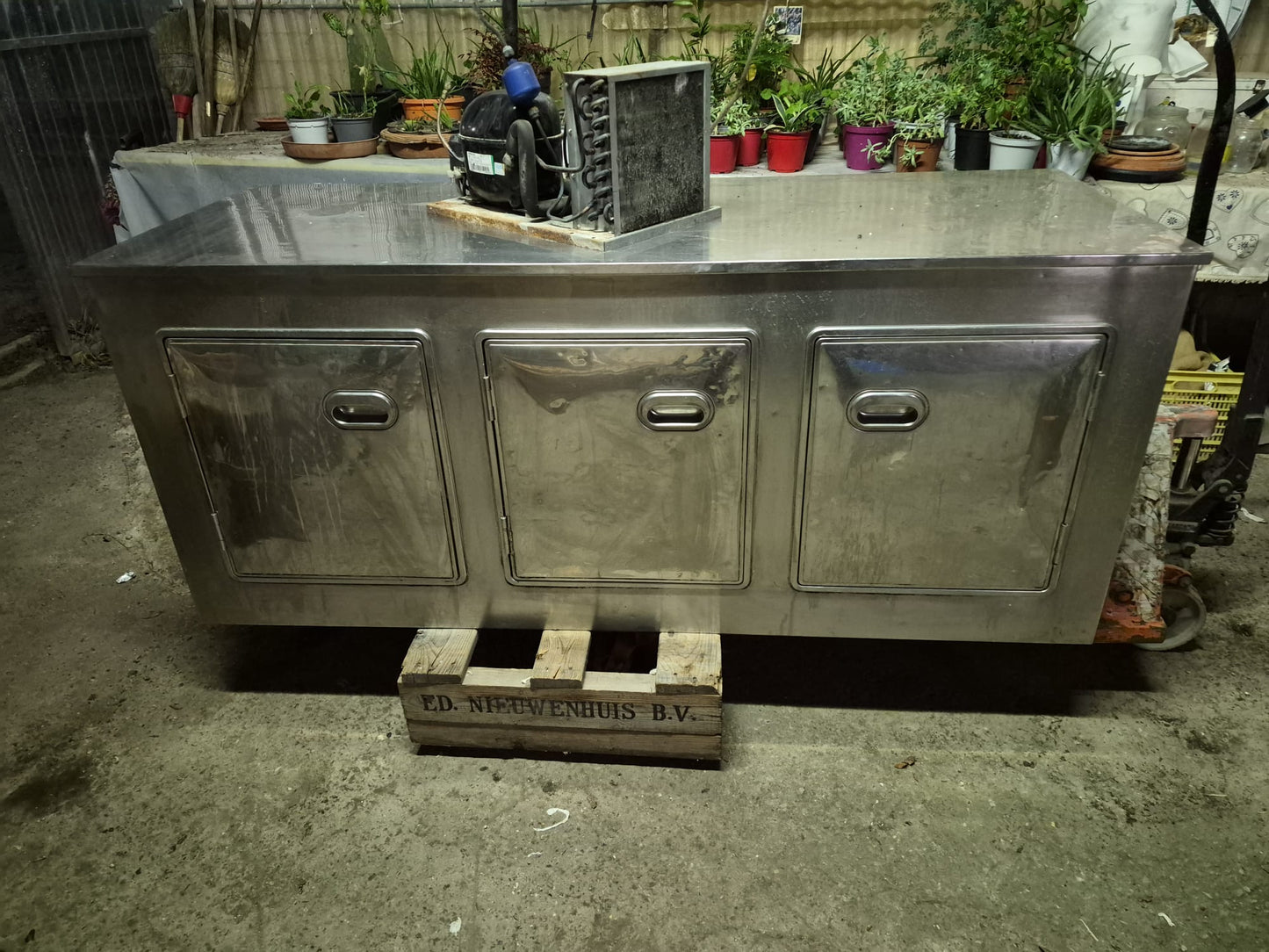 Retro Banco Frigo in Acciaio Professionale Usato  Lungo 172,5cm