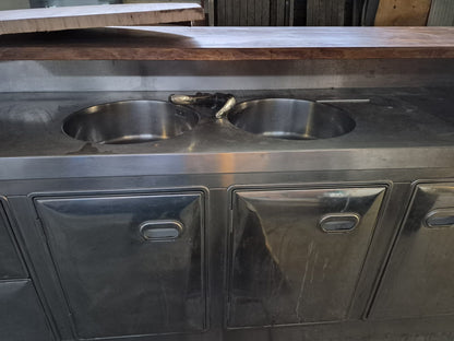 Bancobar Bancone Bar stile Rustico completo di Frigo Usato Lungo 378cm