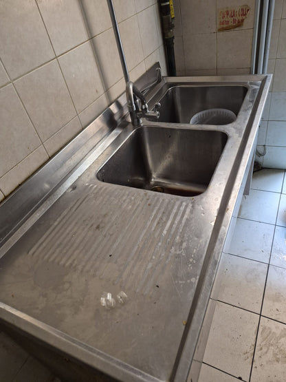 Lavandino in Acciaio Professionale a Due Vasche usato