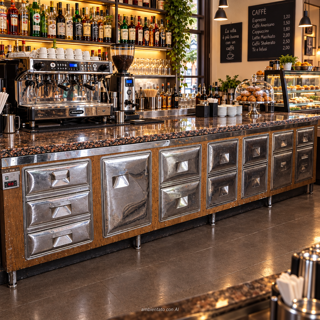 Banco Frigo bar Retro Banco in acciaio professionale con motore esterno usato